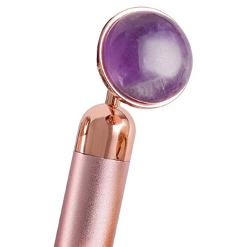 Jade Roller Massager Electric Pink Handle and Amethyst Jade - Elektrické masážítko na obličej s minerálem
